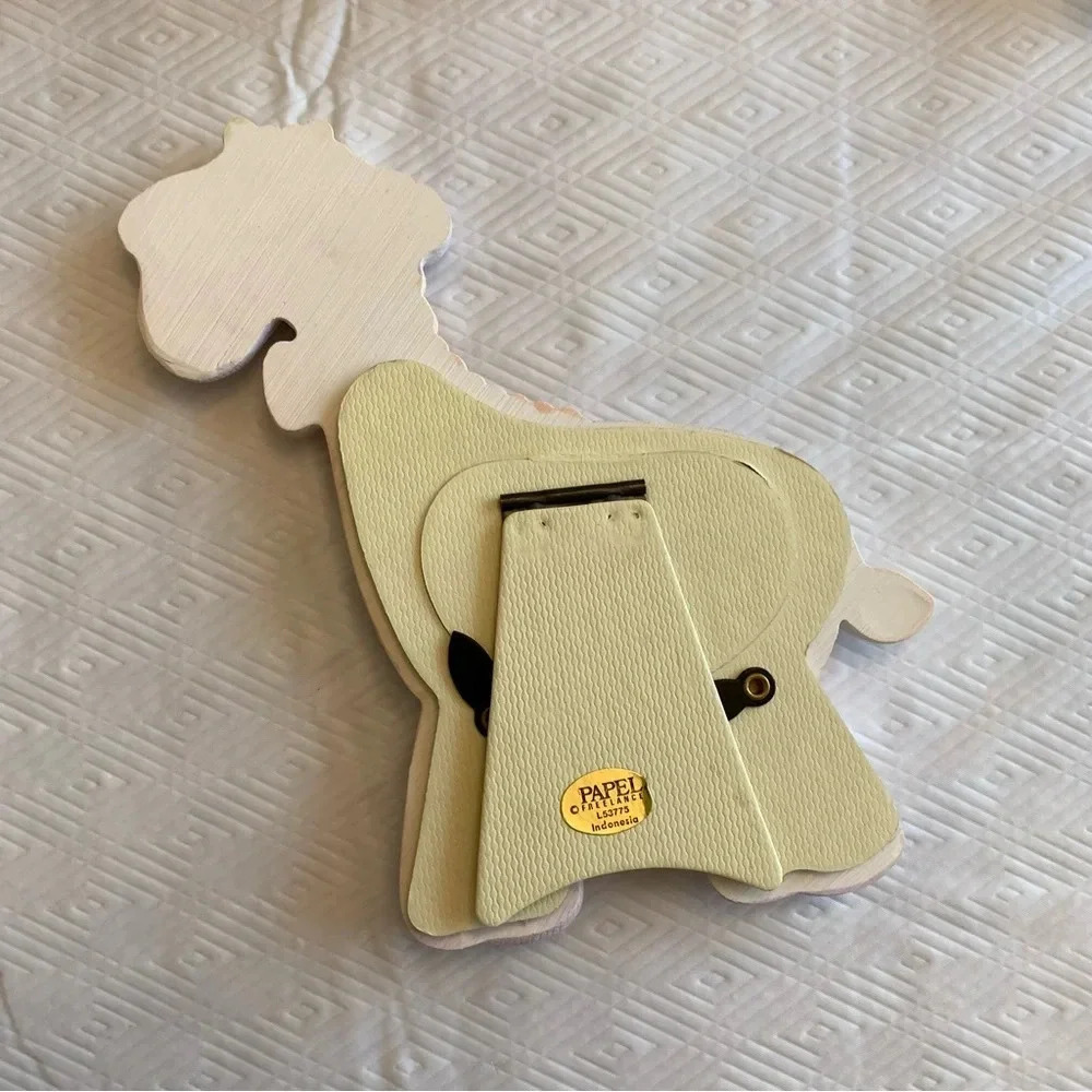 New! Vintage Pair Papel Ceramic Baby Child Photo Frames 3x3 & 2x3 Bunny Giraffe - Picture 13 of 16